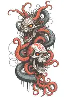mythical god with tentacles teeth claws tattoo design idea