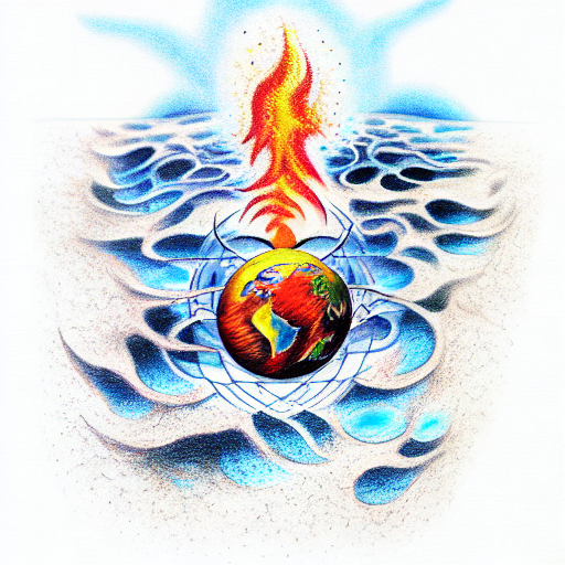 earth, water, fire and air tattoo design idea
