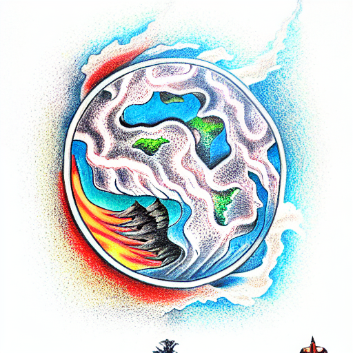 earth, water, fire and air tattoo design idea