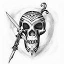 heart with a skull and a dagger  tattoo design idea