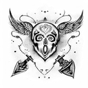 heart with a skull and a dagger  tattoo design idea