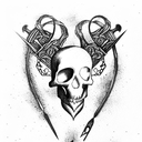 heart with a skull and a dagger  tattoo design idea