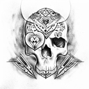 heart with a skull and a dagger  tattoo design idea