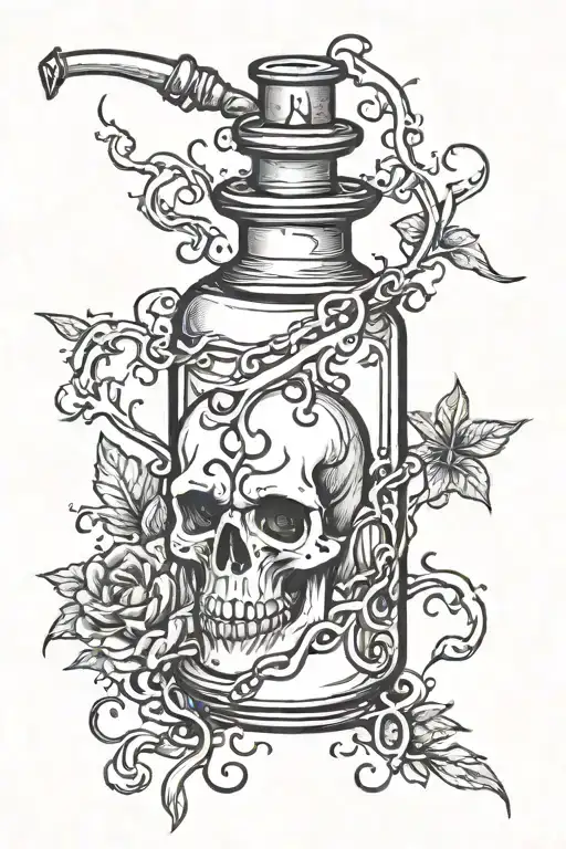 a poison bottle with a candle burning ontop of it dripping with wax tattoo design idea