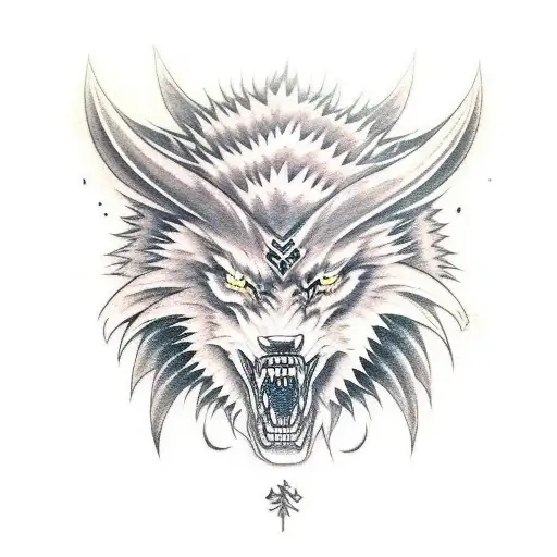 demon wolf beast warrior  tattoo design idea