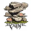 Cairn that uses rocks shaped in the letters balance  tattoo design idea