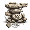 Cairn that uses rocks shaped in the letters balance  tattoo design idea