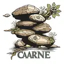 Cairn that uses rocks shaped in the letters balance  tattoo design idea