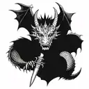 realistic  mideviel dragon wrapped around a dagger   tattoo design idea