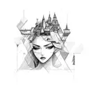 asexy Strong girl who has a ADHD and manik depression and architecture industrial designer  tattoo design idea