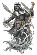 Darth Vader as Poseidon with trident and Giant Squid tattoo design idea