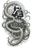 Darth Vader as Poseidon and Giant Squid tattoo design idea