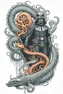 Darth Vader as Poseidon and Giant Squid tattoo design idea
