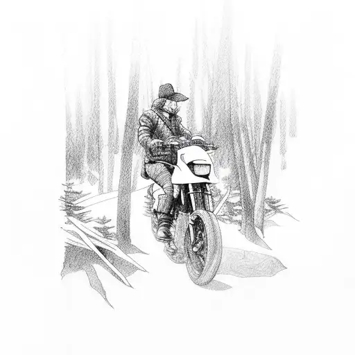 rider smoking blunt in the forest  tattoo design idea