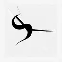 two curved swords crossed with a vertical Rose in the middle tattoo design idea