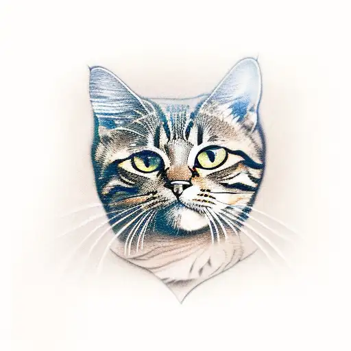 tabby cat smoking a joint tattoo design idea