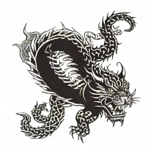 Dragon and tiger on hand tattoo design idea