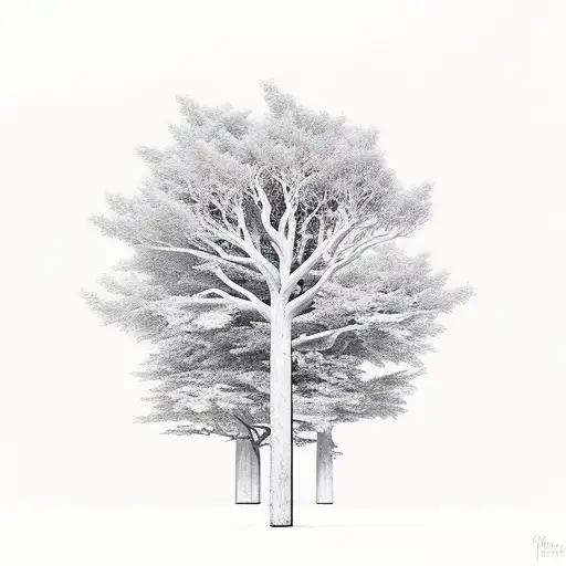 tree forest with some objects  tattoo design idea