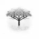 tree forest with some objects  tattoo design idea
