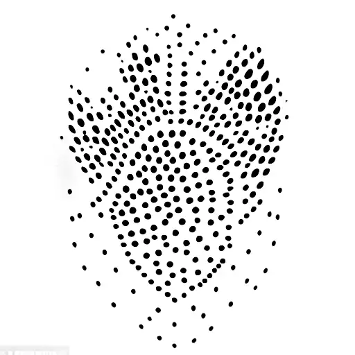 A dotwork outline of Nina's paw print tattoo design idea