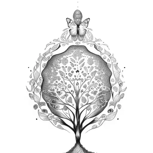 Butterfly tree of life tattoo design idea
