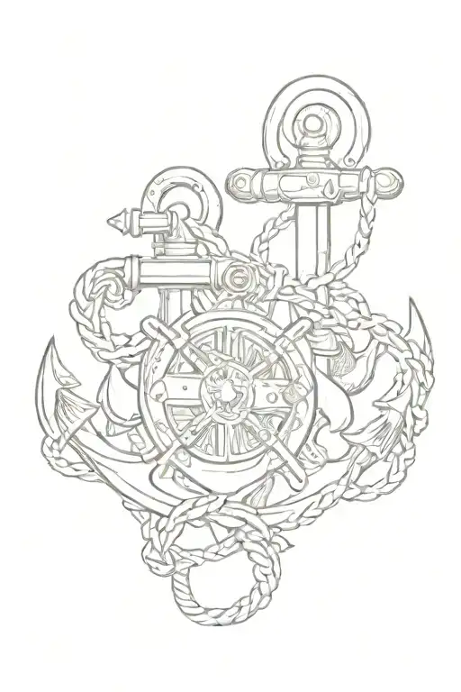 firefighter and marine anchors tattoo design idea