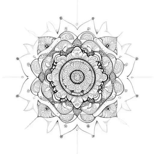 mandala with flowers diamond tattoo design idea