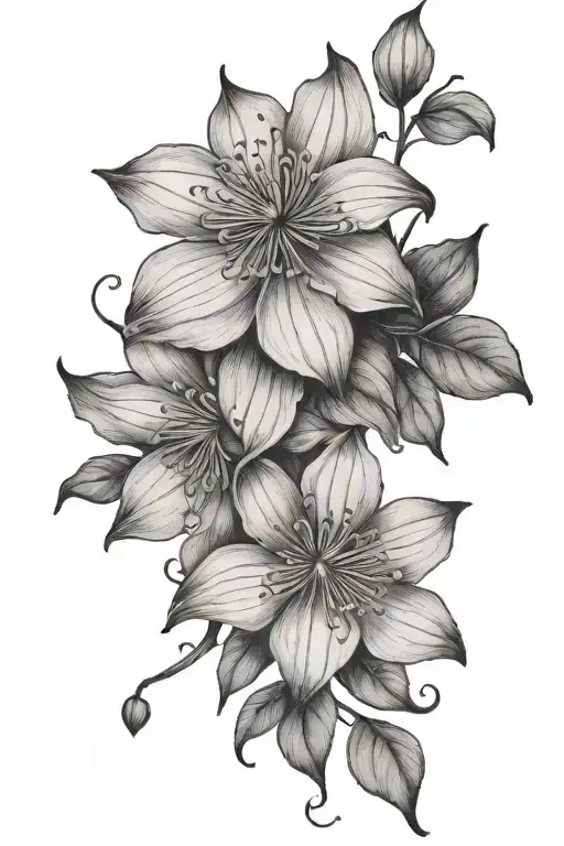 clematis flower with soft vine winding tattoo design idea