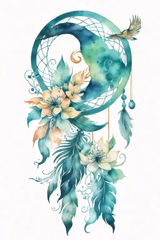 dream catcher phoenix flowers intertwined infinity symbols tattoo design idea