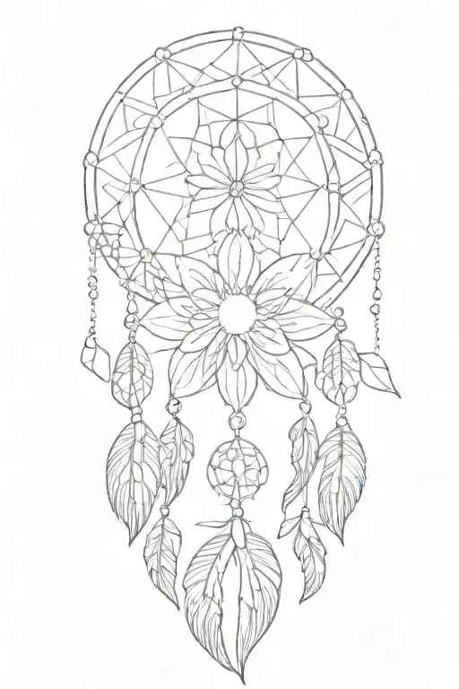  moon dream catcher rainbow lotus flower  tattoo design idea