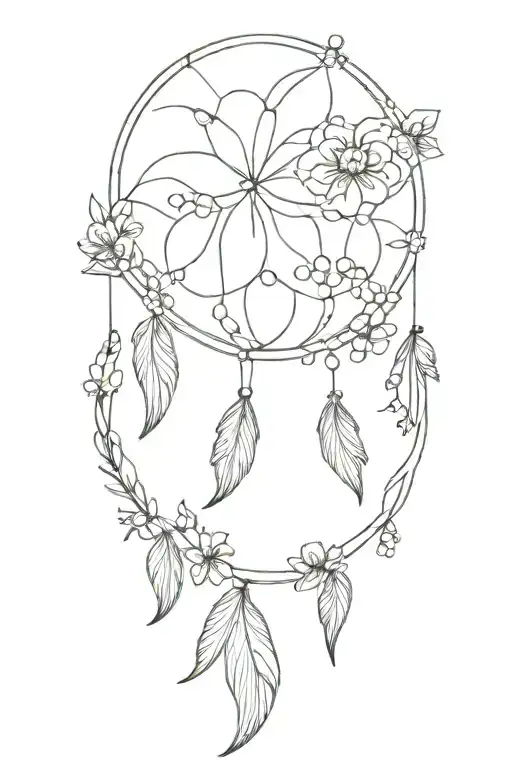 dream catcher phoenix flowers intertwined infinity symbols tattoo design idea