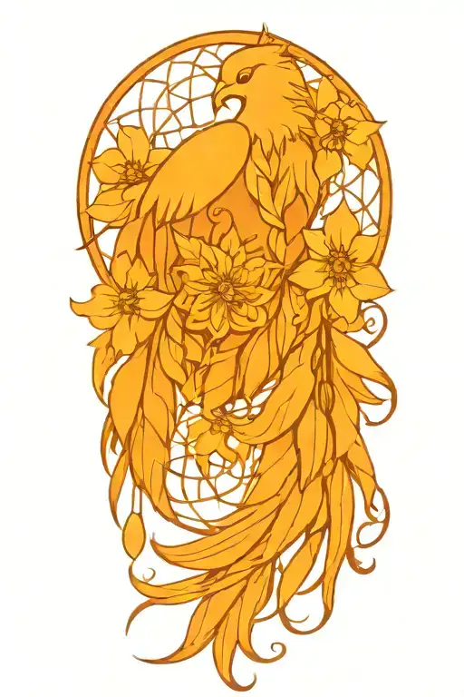 dream catcher phoenix flowers intertwined infinity symbols tattoo design idea