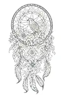 dream catcher phoenix flowers intertwined infinity symbols tattoo design idea