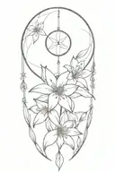 lily flowers dream catcher entangled tattoo design idea