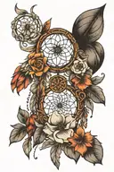 flowers covering small dream catcher tattoo design idea