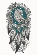 dream catcher phoenix flowers intertwined infinity symbols tattoo design idea