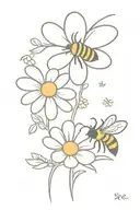 bee and daisy tattoo design idea
