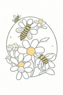 bee and daisy tattoo design idea