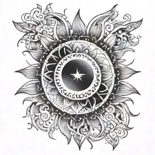 sun and moon mandala tattoo design idea