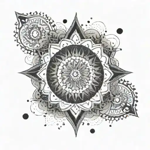 half sun mandala tattoo design idea