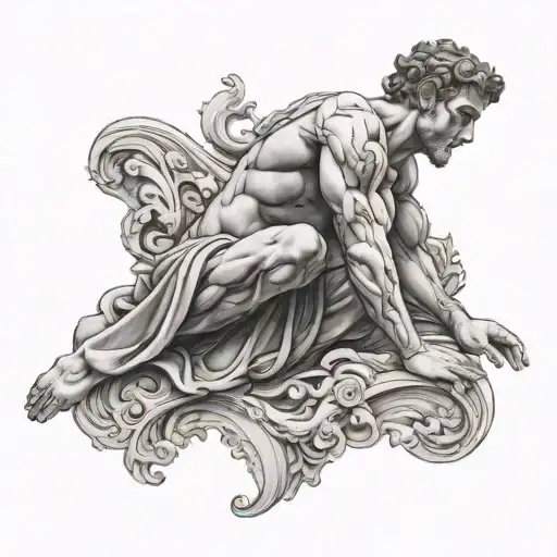 man is both marble and sculpture tattoo design idea
