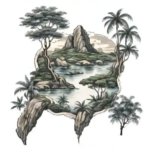 Vietnam landscape tattoo design idea