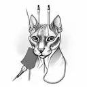 sphynx cat with razor tattoo design idea