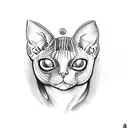 sphynx cat with razor tattoo design idea