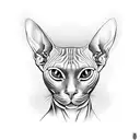 sphynx cat with razor tattoo design idea