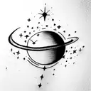 book with cosmic symbols like planets, stars, or galax tattoo design idea