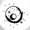 book with cosmic symbols like planets, stars, or galax tattoo design idea