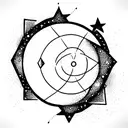book with cosmic symbols like planets, stars, or galax tattoo design idea