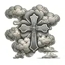 cross and clouds tattoo design idea