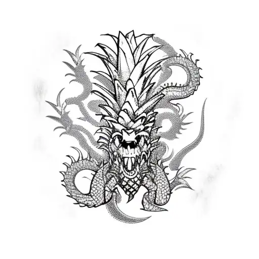 Pineapple with dragons tattoo design idea